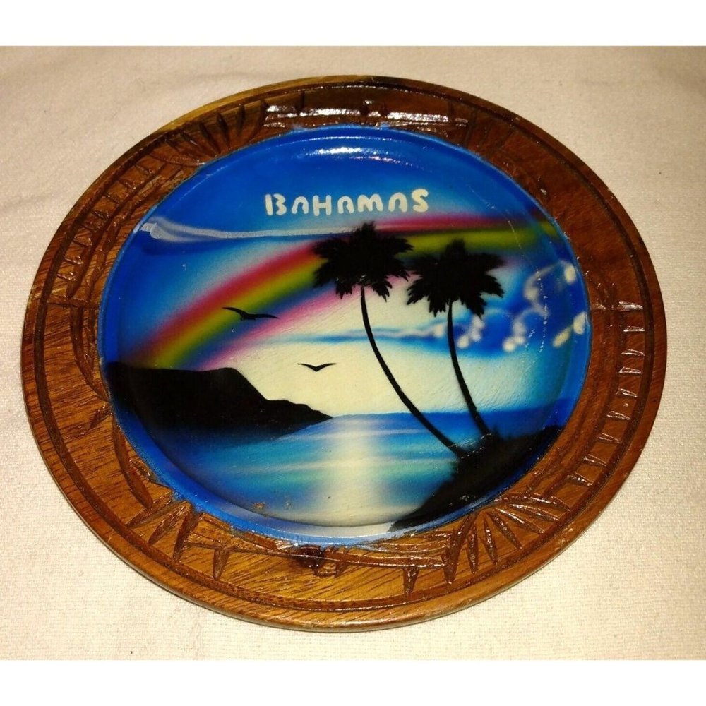 Bahamas Display Plate 8" Caribbean Rainbow Wood